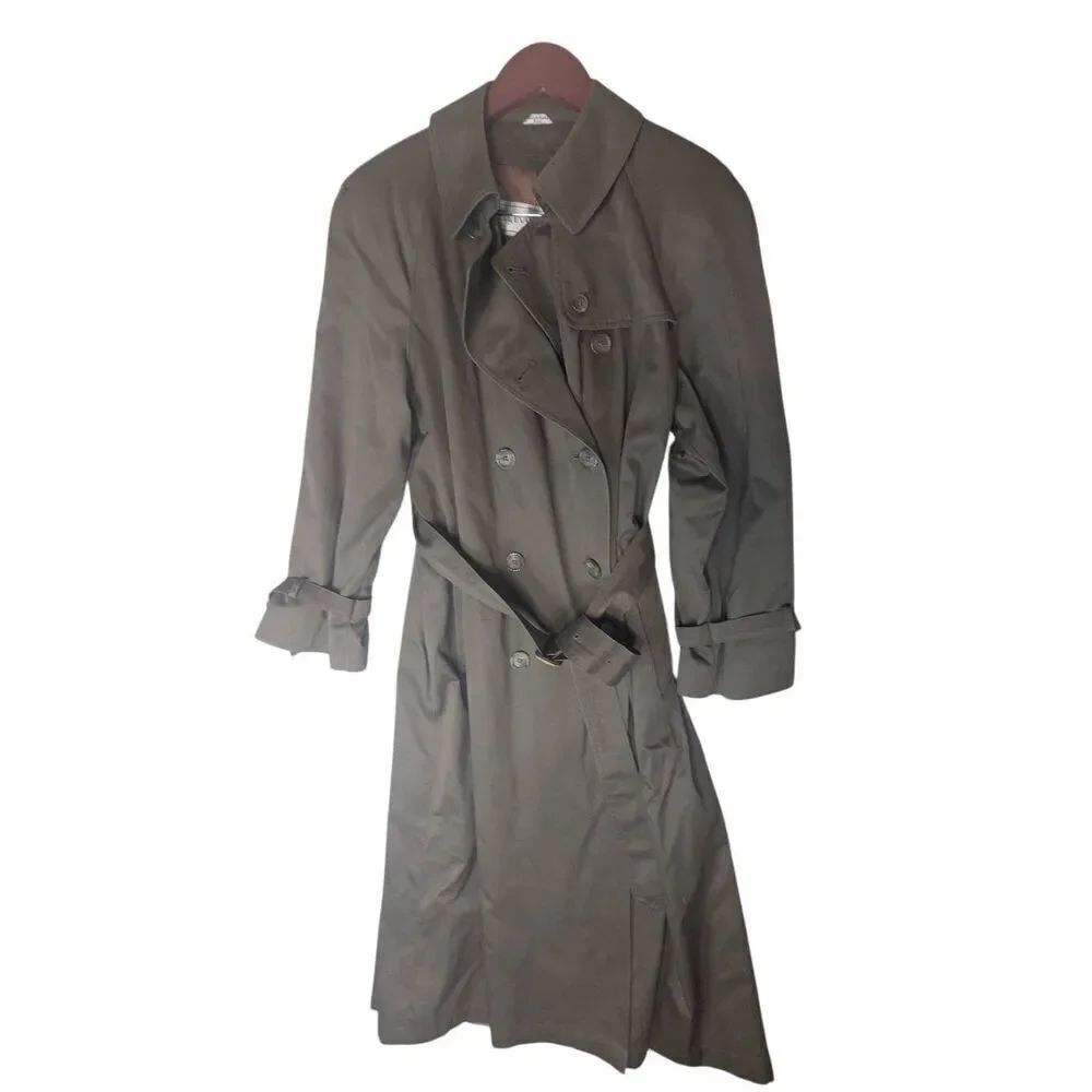 VTG Evan Picone Double Breasted Trench Coat Beige 8 Vintage Women's Taupe Fawn